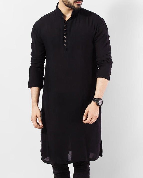 Kurta Designs Men's, Design Kurta, Boys Kurta Design, Black Kurta, Kurta Pajama Men, Gents Kurta Design, Kurta Cotton, Gents Kurta, Kurta Men