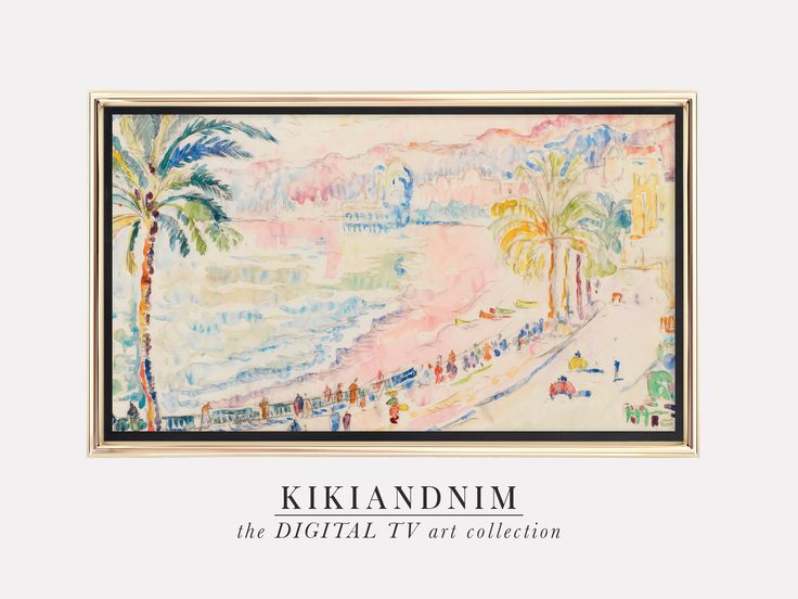 a painting with palm trees on it and the words kilianum in front of it