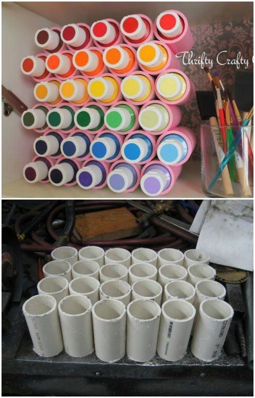 there are many cups that have been placed on the table and one is filled with paint