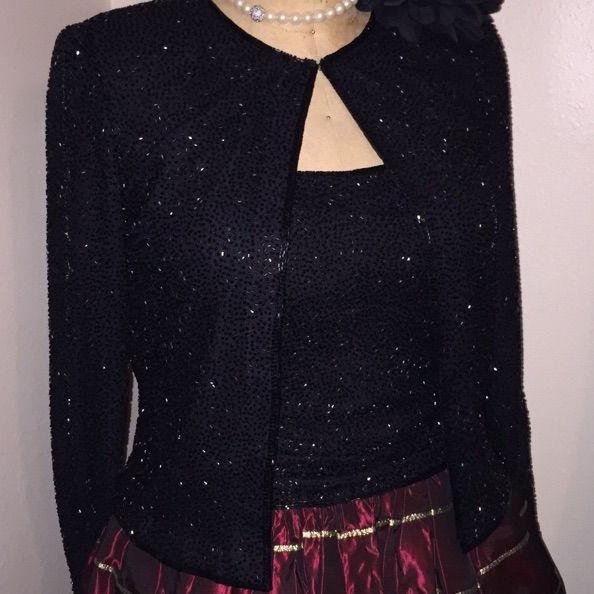 Sean Collection Presents A Wonderfully Fabulous Black Beaded Jacket And Matching Camisole. These Pieces Are Richly Beaded With No Flaws. This Is A Work Of Art! Beaded Jacket, Black Beads, Jackets & Coats, Jackets For Women, Women Shopping, Black, Color