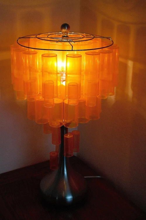 a lamp that is on top of a table