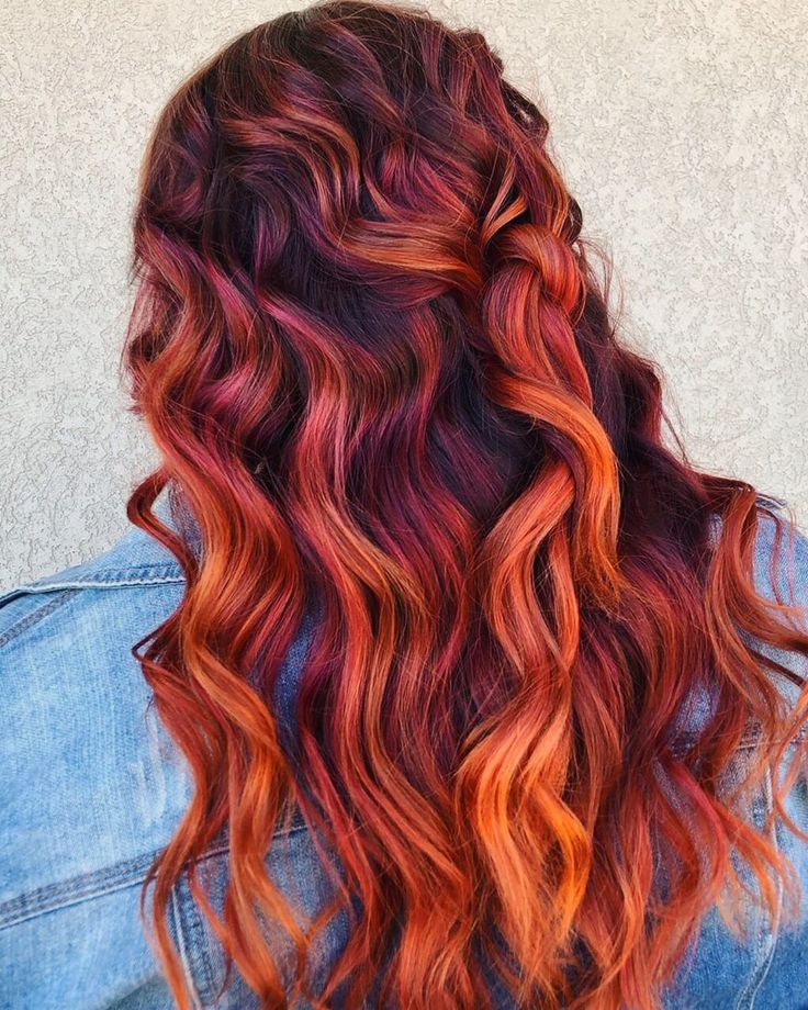 Autumn Leaves Hair Color, Autumn Hair Colour Ideas, Fall Halloween Hair Color, Vibrant Spring Hair Color, Halloween Hair Color Ideas For Brunettes, Autumn Hair Colors 2023, Fall Themed Hair Color, Fall Hair Color Ideas 2023, Fall Hair Colors Vivid