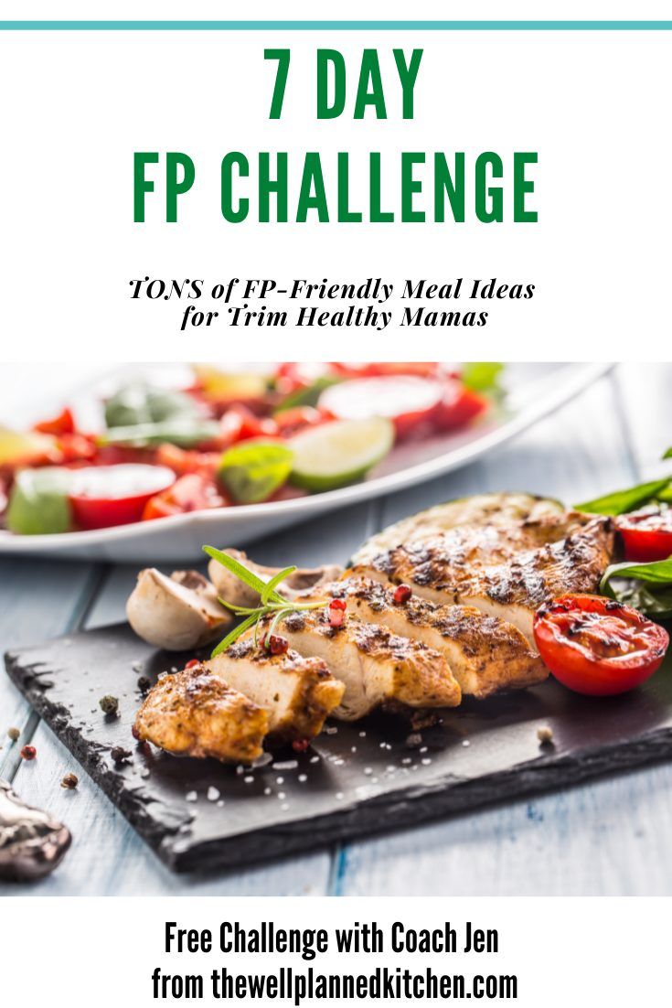 the 7 day fp challenge with chicken, tomatoes and spinach on a cutting board