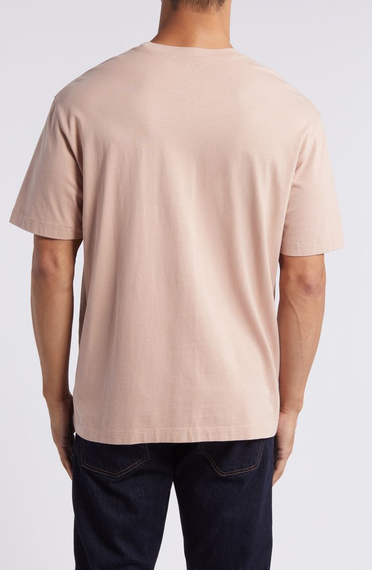 Solid coloring brings easy versatility to a T-shirt crafted for comfort from soft, breathable cotton in a fit that's easy to layer and always great on its own. 27" length (size Medium) Crewneck Short sleeves 100% cotton Hand wash, dry flat Imported Men's Clothing Relaxed Fit Pink T-shirt In Organic Cotton, Pink Relaxed Fit T-shirt In Organic Cotton, Pink Relaxed Fit Organic Cotton T-shirt, Pink Organic Cotton Crew Neck T-shirt, Pink Organic Cotton Top For Summer, Pink Relaxed Fit Organic Cotton Top, Pink Organic Cotton Short Sleeve T-shirt, Pink Short Sleeve Organic Cotton T-shirt, Pink Graphic Tee For Everyday