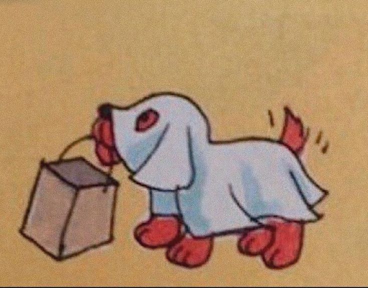 a cartoon dog is holding a shopping bag