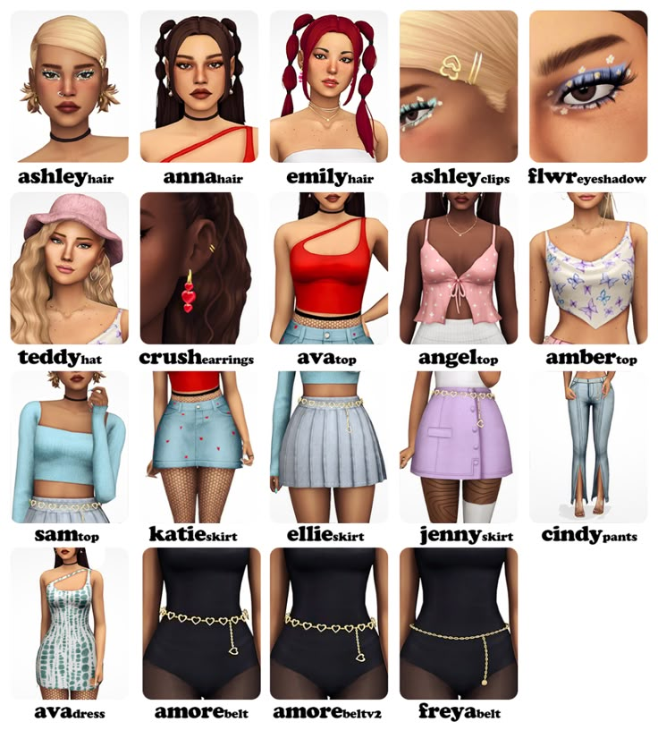 many different types of women's clothing and their names