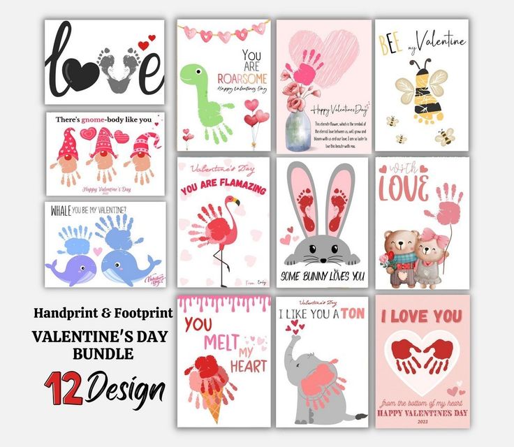 valentine's day cards with handprints and footprints