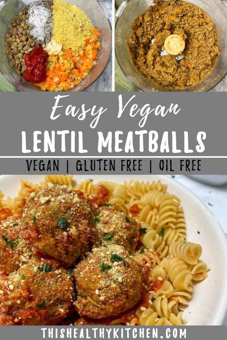 easy vegan lentil meatballs recipe that is gluten free and oil free