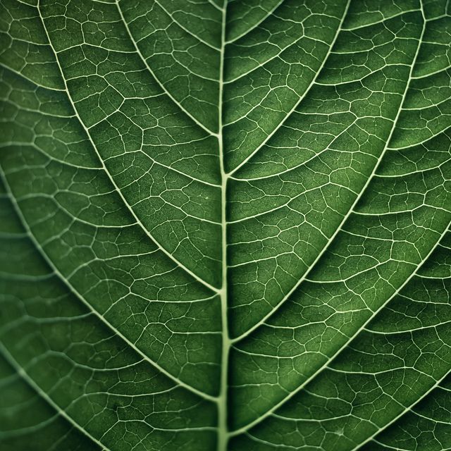 a close up view of a leaf's green leaves textured with thin lines