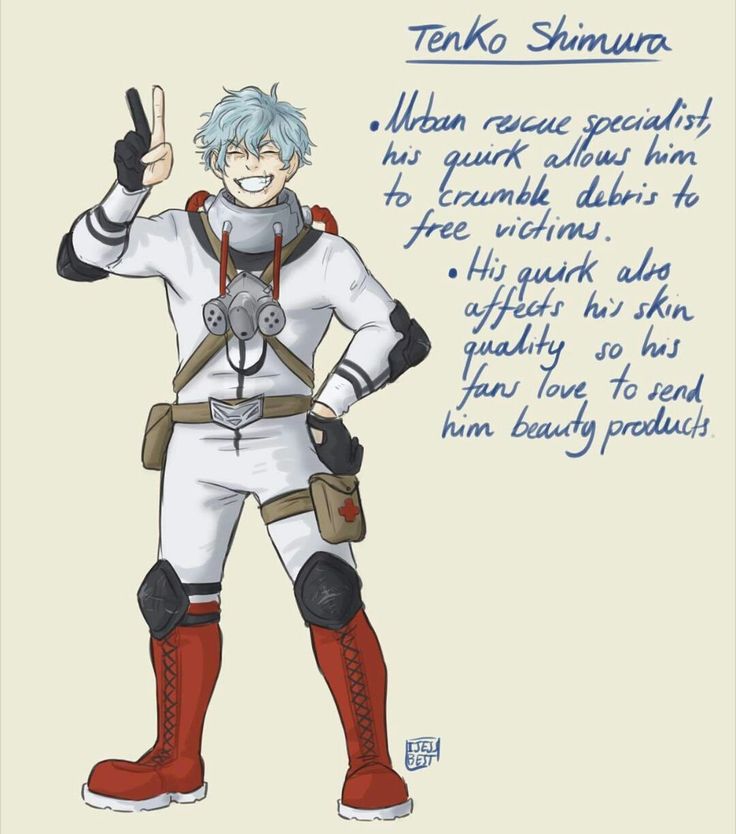 an anime character with blue hair and boots giving the peace sign while holding his hand up