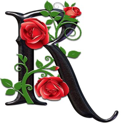 the letter h is decorated with red roses and green leaves on it's side