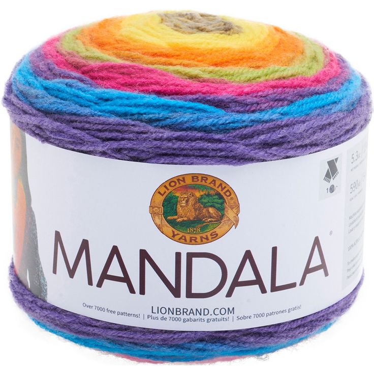 multicolored yarn skeins with the words mandala on it