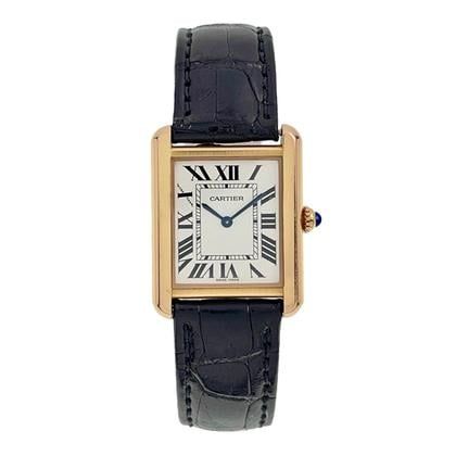 Cartier Tank Solo 3168 Quartz 24x31mm White Yellow gold - 3ATM - Sapphire crystal Cartier Tank Solo, Roman Numeral Bracelet, Hamilton Khaki Field, Cartier Tank, Model Tanks, Cartier Watch, Yellow Gold Bracelet, Gold Case, White Dial