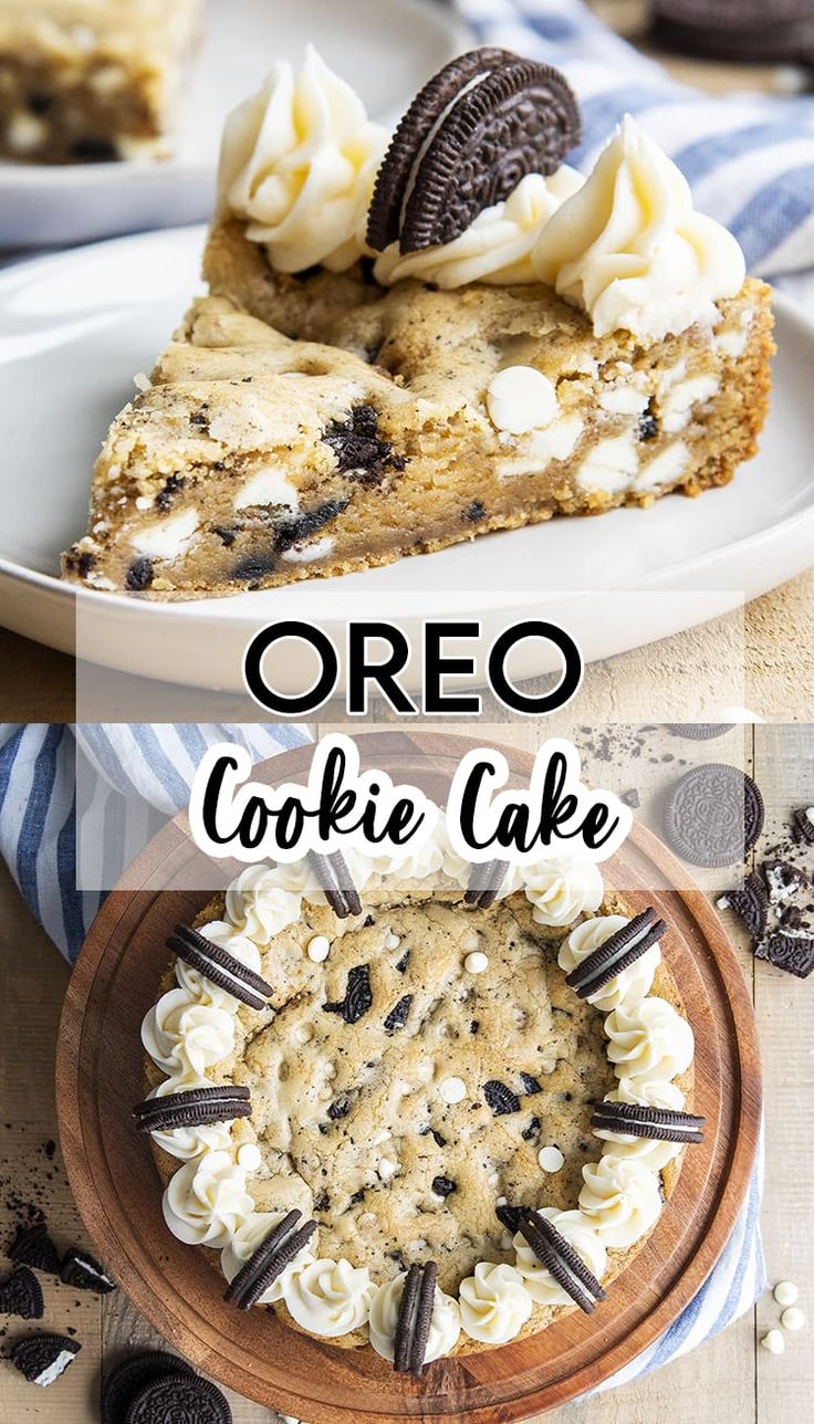 oreo cookie cake on a plate with cookies in the background