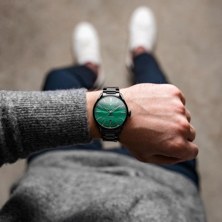 Product Information: This automatic is the polar opposite of the watch your grandfather wore — except when it comes to reliability. With every construction detail finely tuned, each day will prove the worth of this watch on your journey. Lifetime Warranty - Climate Neutral Certified Modern Green Watches For Gift, Green Chronograph Stainless Steel Watch, Green Stainless Steel Chronograph Watch, Modern Automatic Watch As Gift, Green Watches With Rectangular Dial And Analog Display, Everyday Automatic Watch With Round Dial, Everyday Quartz Watches With Round Dial, Everyday Green Quartz Watch, Black Watch With Metal Dial