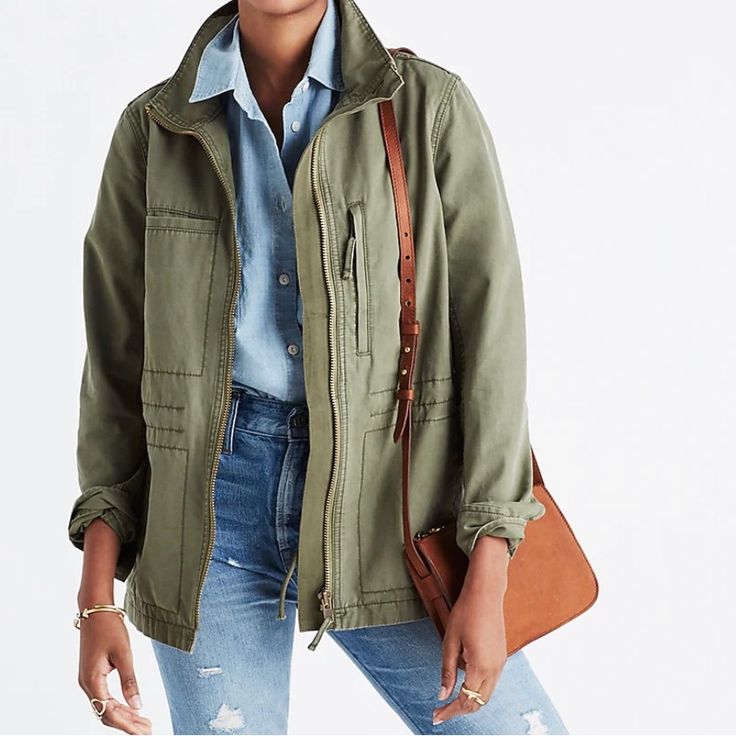 Nwt Madewell Size Xxs Green Fleet Jacket Utility Women’s Zip Pockets Casual. Brand New!!! Sold Out On Website. Madewell Fleet Jacket, Madewell Jacket, Green Utility Jacket, Army Green Jacket, Tailored Coat, Army Fashion, Outfit Trends, Field Jacket, Utility Jacket