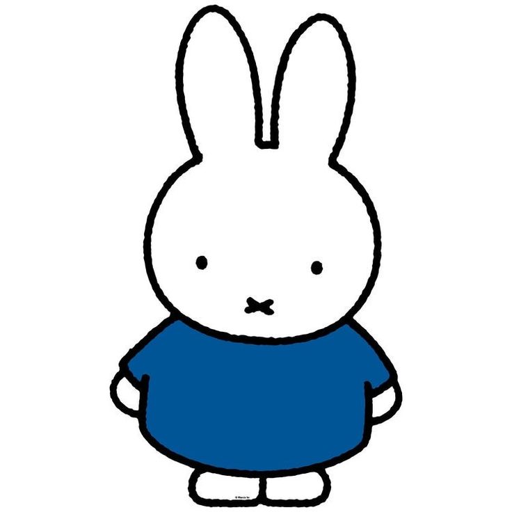 a drawing of a rabbit wearing a blue shirt