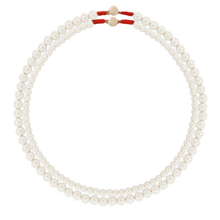 Layer up with two or one at a time, you choose.... 4mm and 6mm pearlized glass beaded necklaces with a button closure and red macrame detailing on the ends Sold as a set of two necklaces Length: Approximately 17"-17.5" Option to lengthen with our extender For care coaching see FAQs🚫 🌊 Elegant Pearl White Necklace With Polished Beads, Classic Pearl Necklaces With Polished Beads, Classic Single Strand Pearl Beaded Necklaces, Classic Single Strand Pearl Beaded Necklace, Formal Pearl Drop Necklace With Round Beads, Classic Long Pearl White Necklace, White Double Strand Pearl Necklaces, Elegant Double Strand Adjustable Necklaces, Elegant Adjustable Double Strand Necklaces