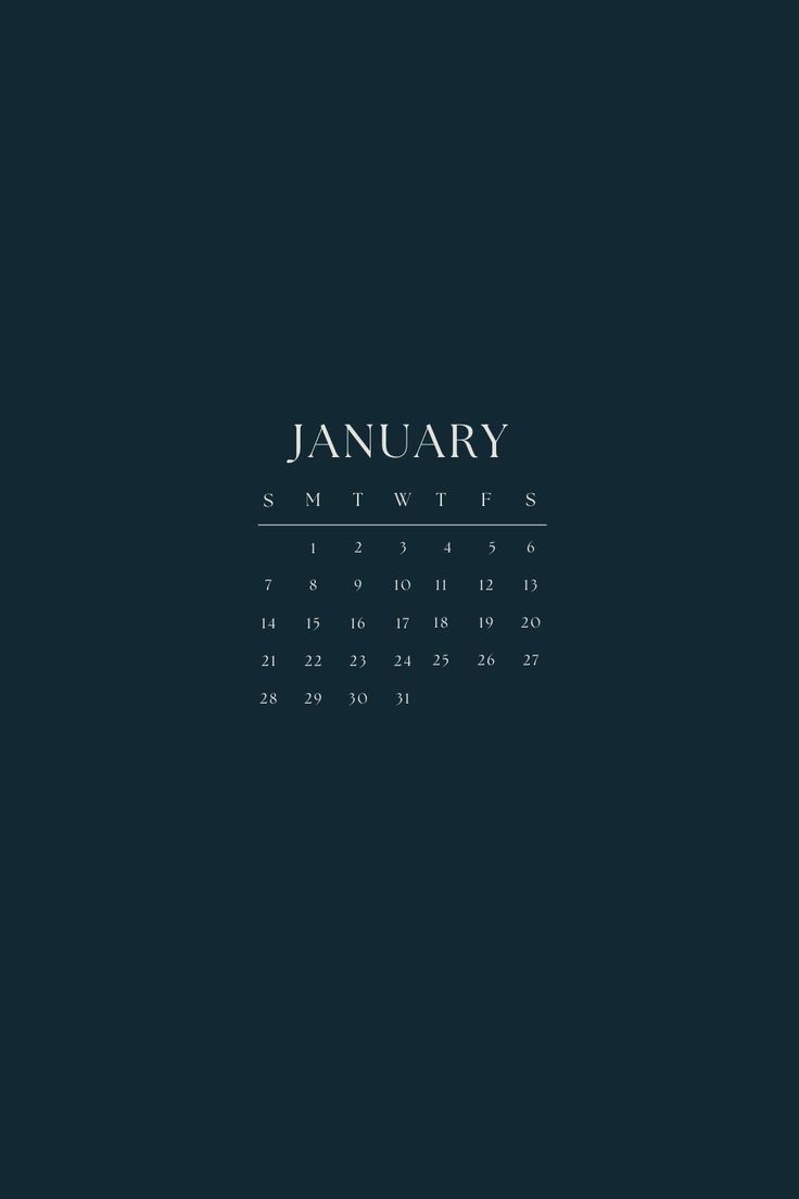 the january calendar is shown in black and white