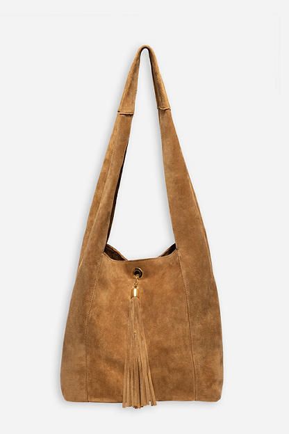 Crafted from 100% rich suede, the Tassel Chain Italian Suede Hobo Bag is perfect for daily use. Featuring a comfortable shoulder strap and wide top opening, this classic hobo style bag is finished with a decorative leather tassel at the front and a hook and eye closure. Pair with relaxed fit jeans and a casual blouse for a classic weekend look. Johnny Was Women's Tassel Chain Italian Suede Hobo Bag in Tan Brown, Leather/Suede Chic Suede Hobo Bag With Suede Lining, Elegant Suede Hobo Bag With Suede Lining, Luxury Suede Hobo Bag With Soft Leather, Elegant Suede Hobo Bag, Chic Suede Hobo Bag With Adjustable Strap, Elegant Everyday Suede Hobo Bag, Suede Crossbody Shoulder Bag With Gold-tone Hardware, Elegant Suede Hobo Bag For Travel, Rectangular Suede Hobo Bag With Suede Lining