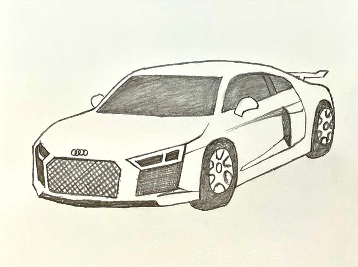 a drawing of a sports car on paper