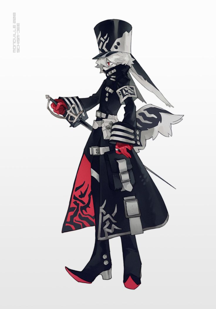 an anime character dressed in black and red