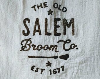 the old salem broom co logo on a white towel