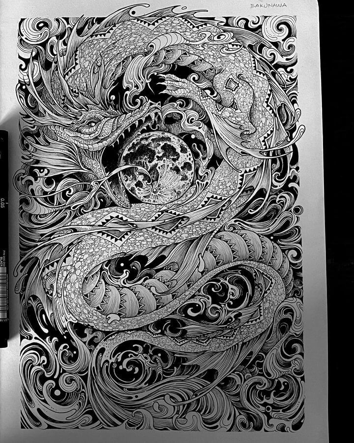 Detailed Ink Drawing. Philippine Mythology Art, Creative Tattoo Ideas For Women, Micron Pen Art, Philippine Mythology, Creative Tattoo Ideas, Pen Art Work, Kerby Rosanes, A Level Art Sketchbook, Typographic Art