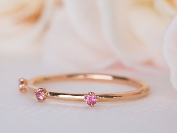 Pink Wedding Band, Pink Sapphire Ring, Pink Sapphire 14k Ring, Alternative Wedding Ring, Pink Sapphi Pink 14k Gold Stackable Wedding Rings, Elegant Pink Stackable Rings In 14k Gold, Elegant Pink 14k Gold Stackable Rings, Rose Gold Pink Sapphire Jewelry For Wedding, Rose Gold Pink Sapphire Wedding Jewelry, Fine Jewelry Pink Sapphire Wedding Ring, Pink Sapphire Round-cut Wedding Ring, Pink Sapphire Round Cut Wedding Ring, Pink Sapphire Fine Jewelry For Wedding