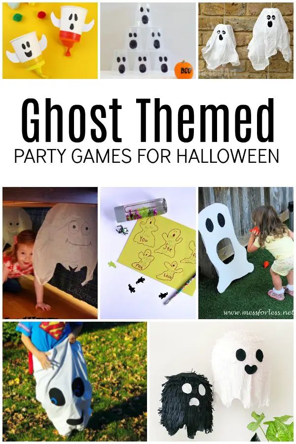 halloween games for kids to play in the yard and on the lawn with ghost themed decorations