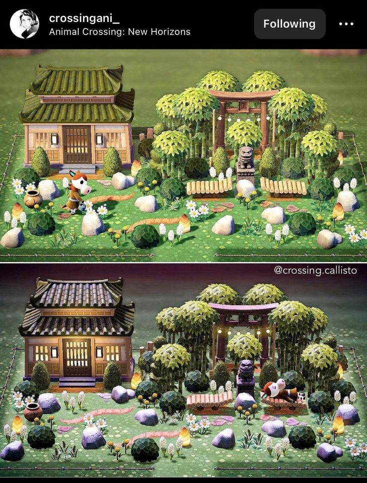 two pictures of the same house in different stages of being decorated with flowers and trees