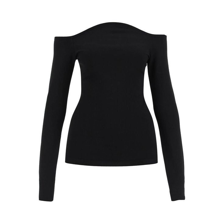 Long-Sleeve Top By Valentino Made Of Stretch Viscose-Blend Knit, With Signature Couture Neckline. It Features A Slim Fit And Micro-Ribbed Edges. The Model Is 177 Cm Tall And Wears A Size S.Material: 83% Vi 17% PlMade In: ItalyColor: BlackCollection: Fall - Winter 20231b0kc39n7k5 Formal Off-shoulder Tops For Fall, Fitted Off-shoulder Fall Sweater, Fall Fitted Off-shoulder Sweater, Fall Off-shoulder Fitted Sweater, Chic Fitted Off-shoulder Long Sleeve Top, Formal Fine Knit Tops For Fall, Elegant Fitted Formal Sweater, Fitted Off-shoulder Winter Tops, Winter Fitted Off-shoulder Tops