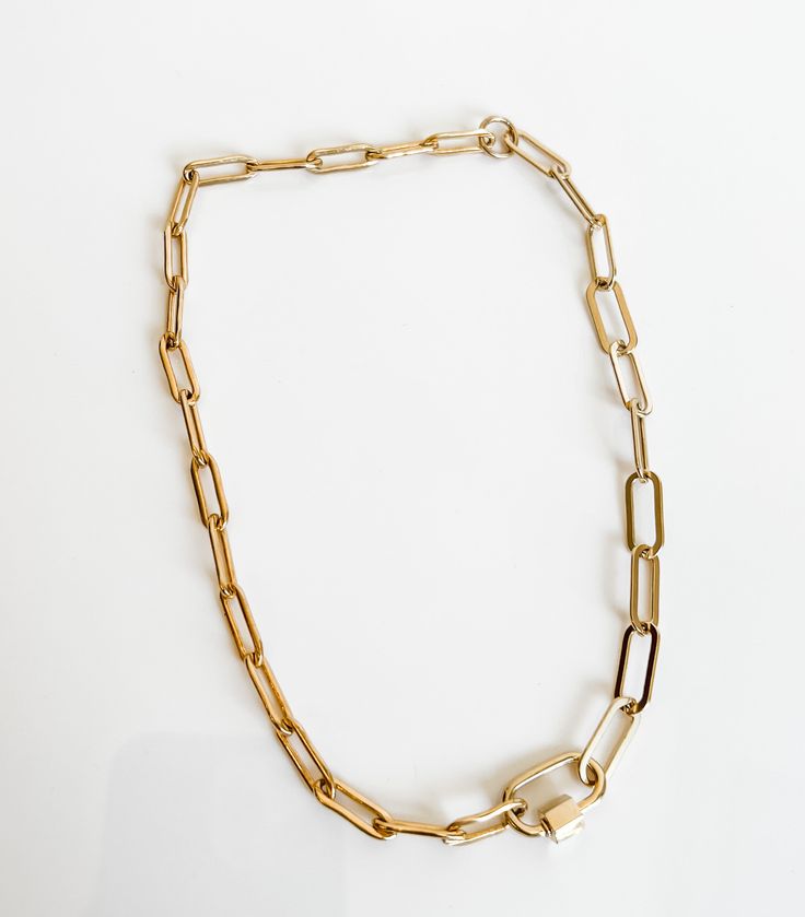 This chunky two tone necklace is a show stopper. attached with a large carabiner clasp in the front. chains are sterling silver and gold filled. Carabiner is vermeil gold and rodium silver finish Carabiner Necklace, Silver And Gold, Chain Link, Gold Filled, Two Tone, Sterling Silver, Chain, Silver, Gold