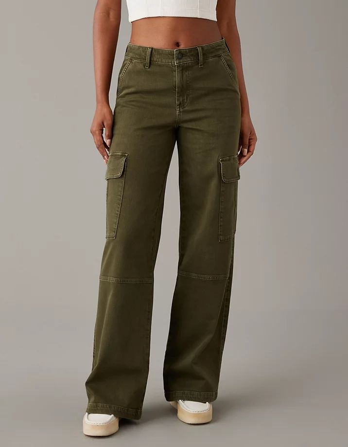 AE Dreamy Drape Stretch Cargo Super High-Waisted Baggy Wide-Leg Pant Army Green Pants, Cargo Pants Outfit, Green Pants, Fabric Patch, Cargo Pant, Back To School Outfits, School Outfit, Pants Outfit, Bottoms Pants