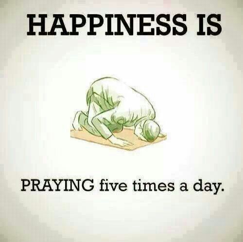 a poster with the words happiness is praying five times a day, and an image of a frog