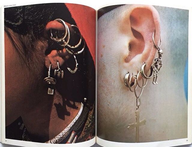 Piercings and tattoos were mainstream in the 90s and came about from grunge fashion. Blood Art, Remove Dark Circles, Dark Circles Under Eyes, Body Mods, Red Glitter, Book Photography, Ear Jewelry, Dark Circles, Behind Ear Tattoo