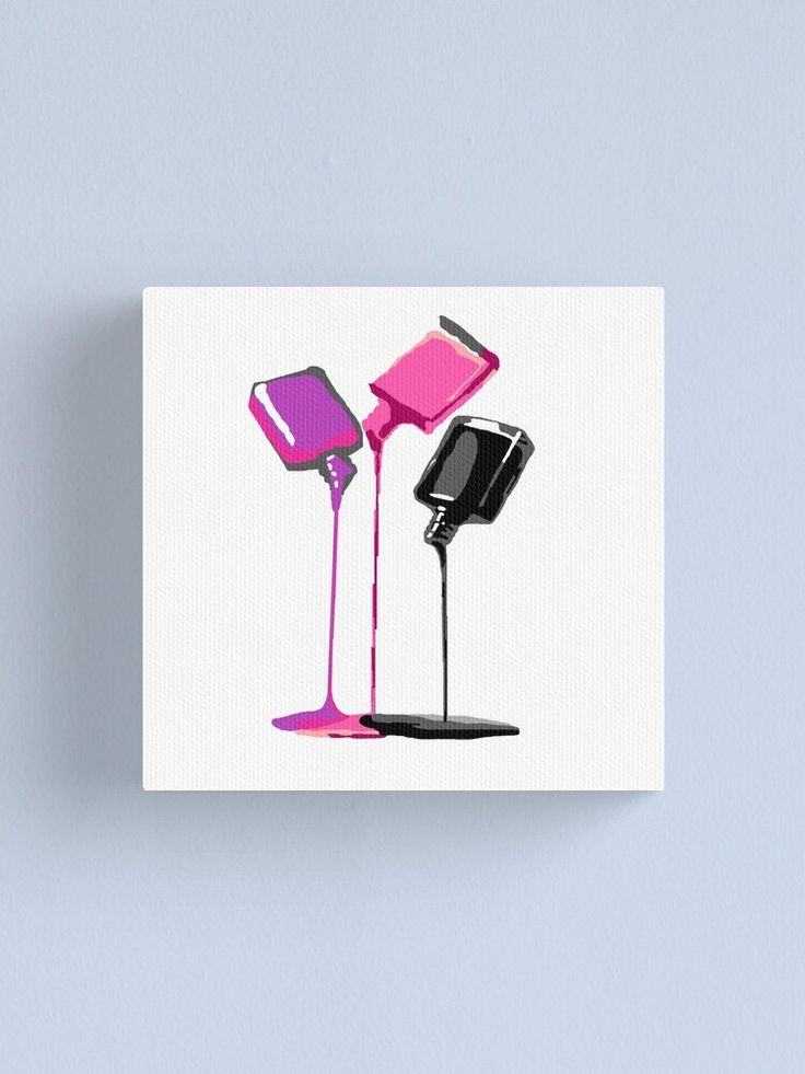 two pink and black objects on a white background canvas print