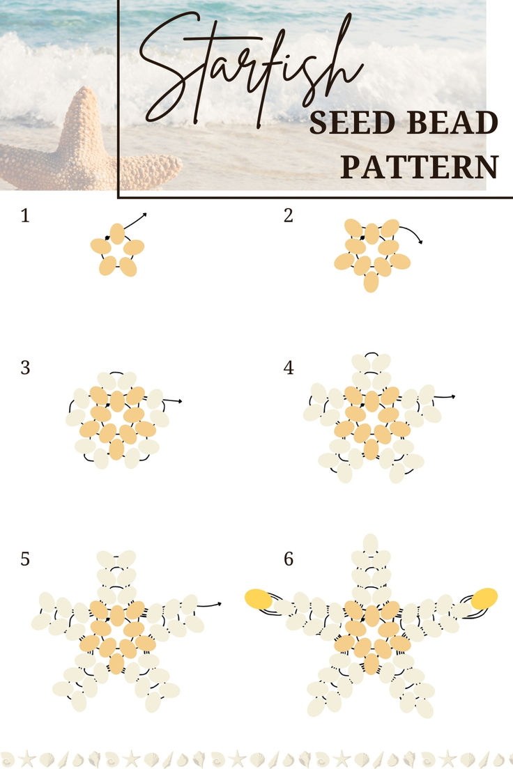 the steps to make a starfish seed bead pattern