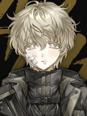 an anime character with blonde hair wearing a black jacket and holding a knife in his hand