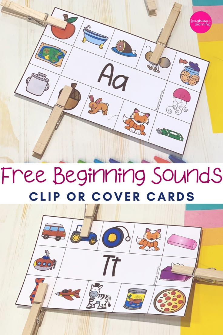 the free beginning sounds clip or cover cards are perfect for preschoolers to practice letter recognition