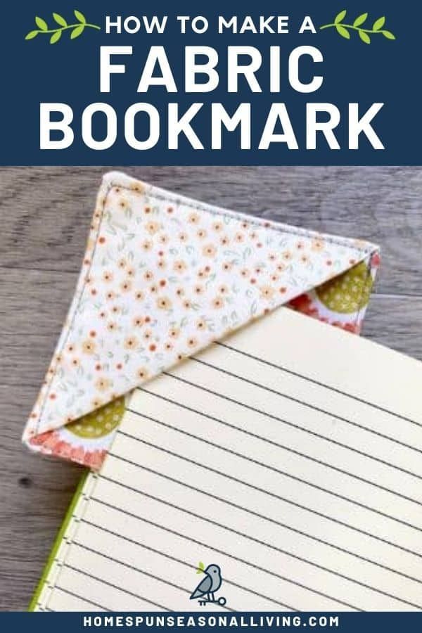 a bookmark with the words how to make a fabric bookmark on it and an envelope