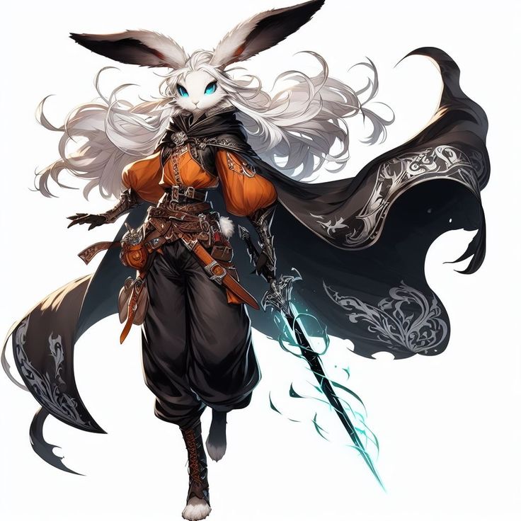 Dnd Rabbitfolk, Harengon Dnd Female, Humblewood Character Art, Harengon Bard, Harengon Dnd Art, Leonin Female, Rabbit Knight, Bunny Warrior, Bunny Character Design