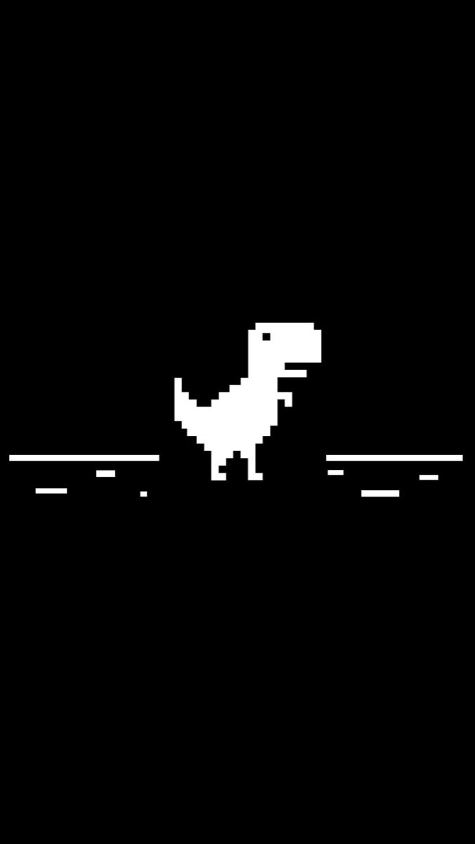 a black and white image of a dinosaur crossing the street in an 8 bit pixel art style