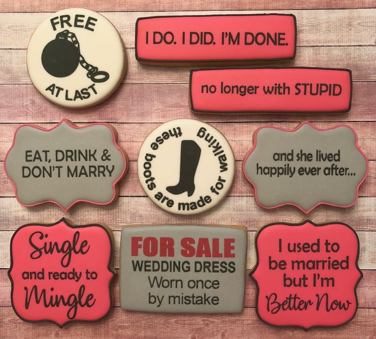 decorated cookies with funny sayings on them for bride and groom's wedding day