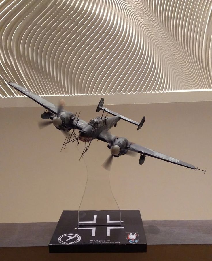 a model airplane on display in a museum