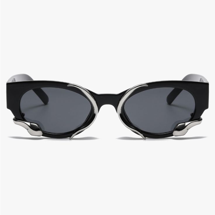 Brand New! If You Have Any Questions Feel Free To Ask Me And Check Out My Closet! Silver Sunglasses For Summer Streetwear, Edgy Black Sunglasses For Party, Edgy Black Sunglasses For Summer, Wrap Sunglasses, Y2k Sunglasses, Cool Glasses, Black Y2k, Cool Sunglasses, Black Sunglasses