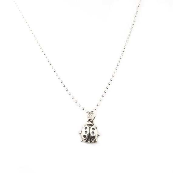 Lady Bug Charm - Sterling Silver Necklace - Gift for Her Small Silver Necklaces With Charms, Silver Adjustable Charm Necklace, 16 Inch, Adjustable 16 Inch Silver Charm Necklace, Small Charm Necklace With Lobster Clasp For Gift, Dainty Silver Necklaces With Charms, Small Hypoallergenic Necklace For Gift, Dainty Handmade Small Necklace, Elegant Small Silver Necklace, Small Silver Necklaces With Lobster Clasp