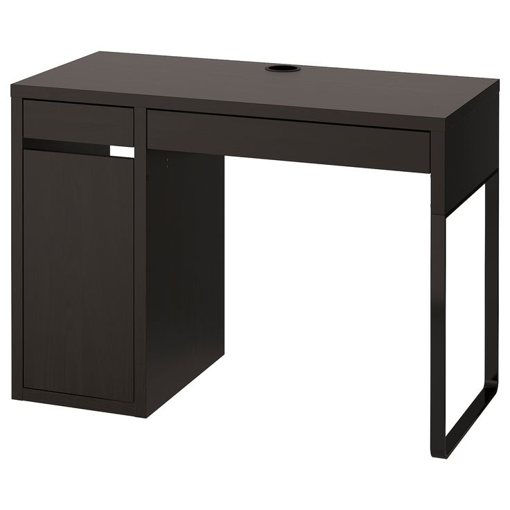 a black desk with one drawer open