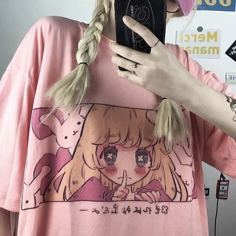 100% Brand New and High Quality Material: Polyester, Cotton Size: as Shown On Size Chart Kawaii Casual, Harajuku Anime, Japan Streetwear, Style Kawaii, Japanese Harajuku, Kawaii Harajuku, Anime Tees, Sister Tshirts, Pink Y2k