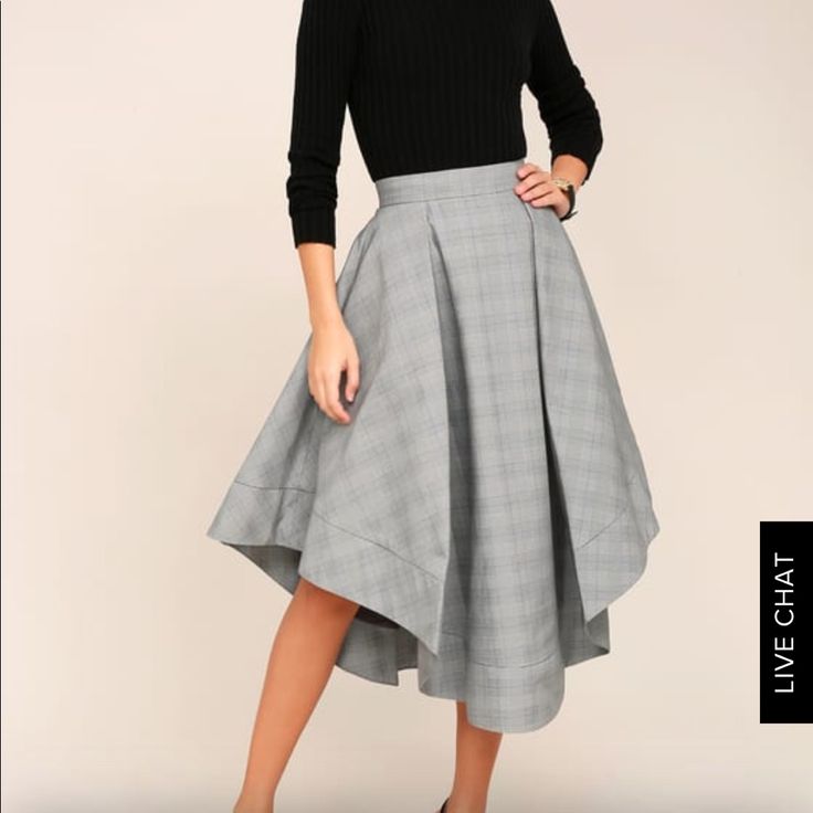 Gorgeous Skirt!!! Nice Quality, Light Grey With Hints Of Black Trendy Gray Fall Skirt, Trendy Gray Skirt For Fall, Gray Trendy Skirt For Spring, Trendy Gray Skirt For Spring, Chic Gray Flared Skirt, Chic Gray Skirt For Spring, Chic Gray Midi Skirt, Chic Long Gray Skirt, Gray Spring Party Bottoms